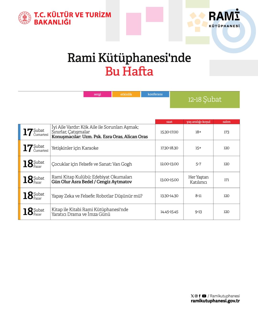Rami Kütüphanesi - 12-18 Şubat Haftası Programı